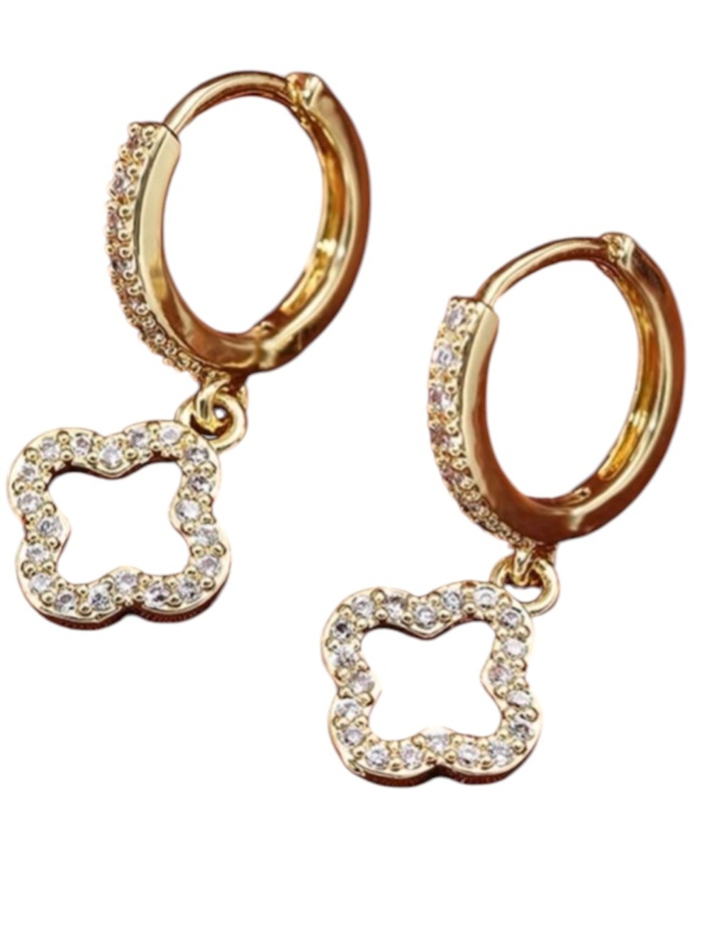 1pc Cubic Zirconia Flower Decor Drop Earrings Copper Jewelry